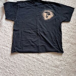 Hand Made Bleach Dyed Mushroom Black Graphic Men's T-Shirt